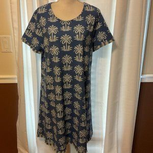 Spartina 449 Navy Blue Palm Tree Shift Dress